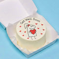 Get well soon holding heart