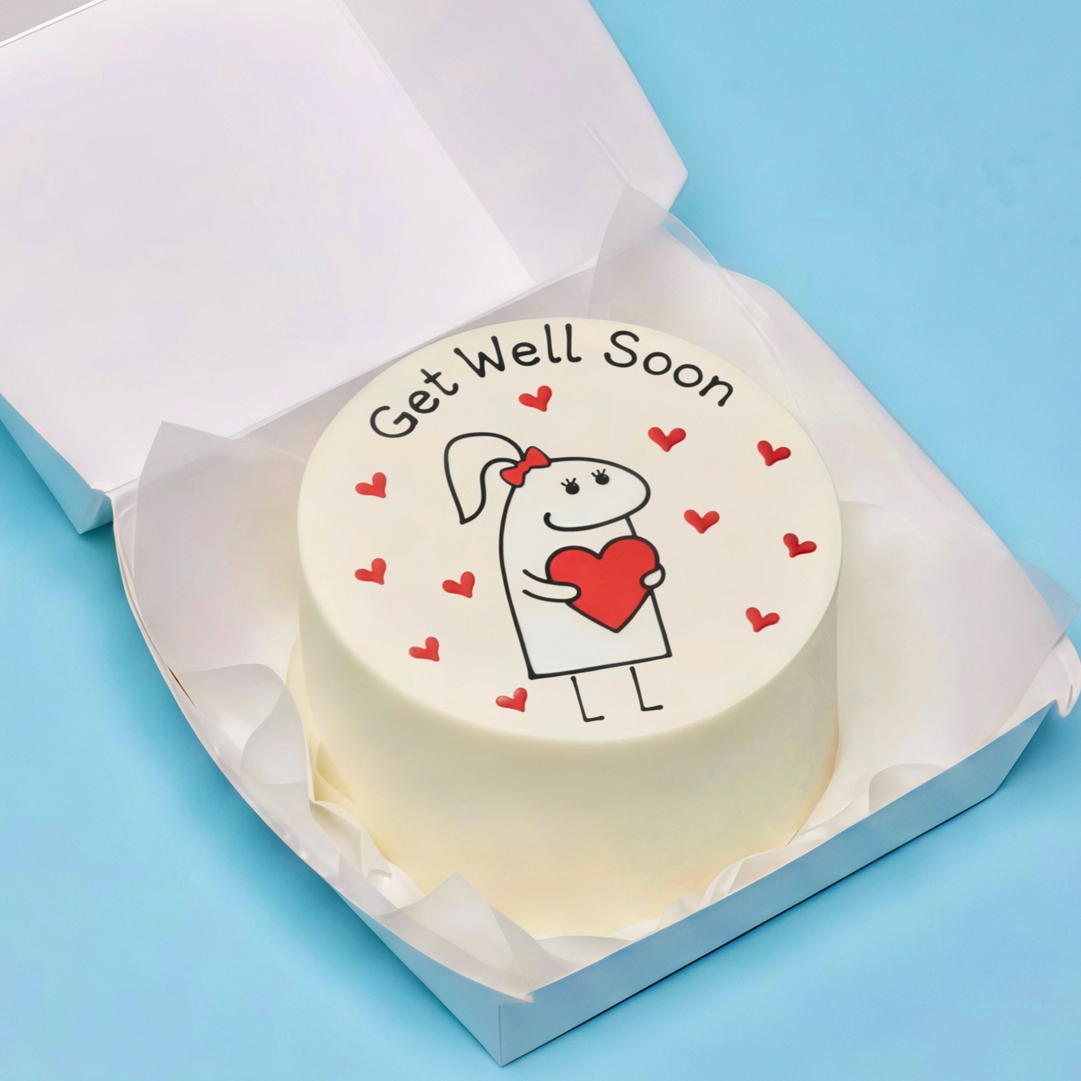 Get well soon holding heart