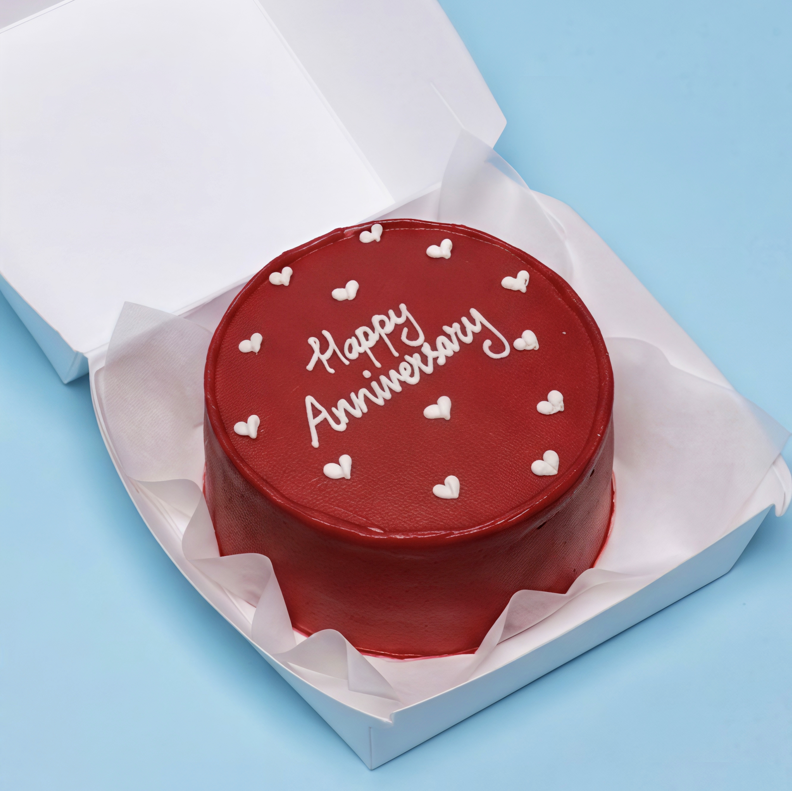 Red anniversary cake