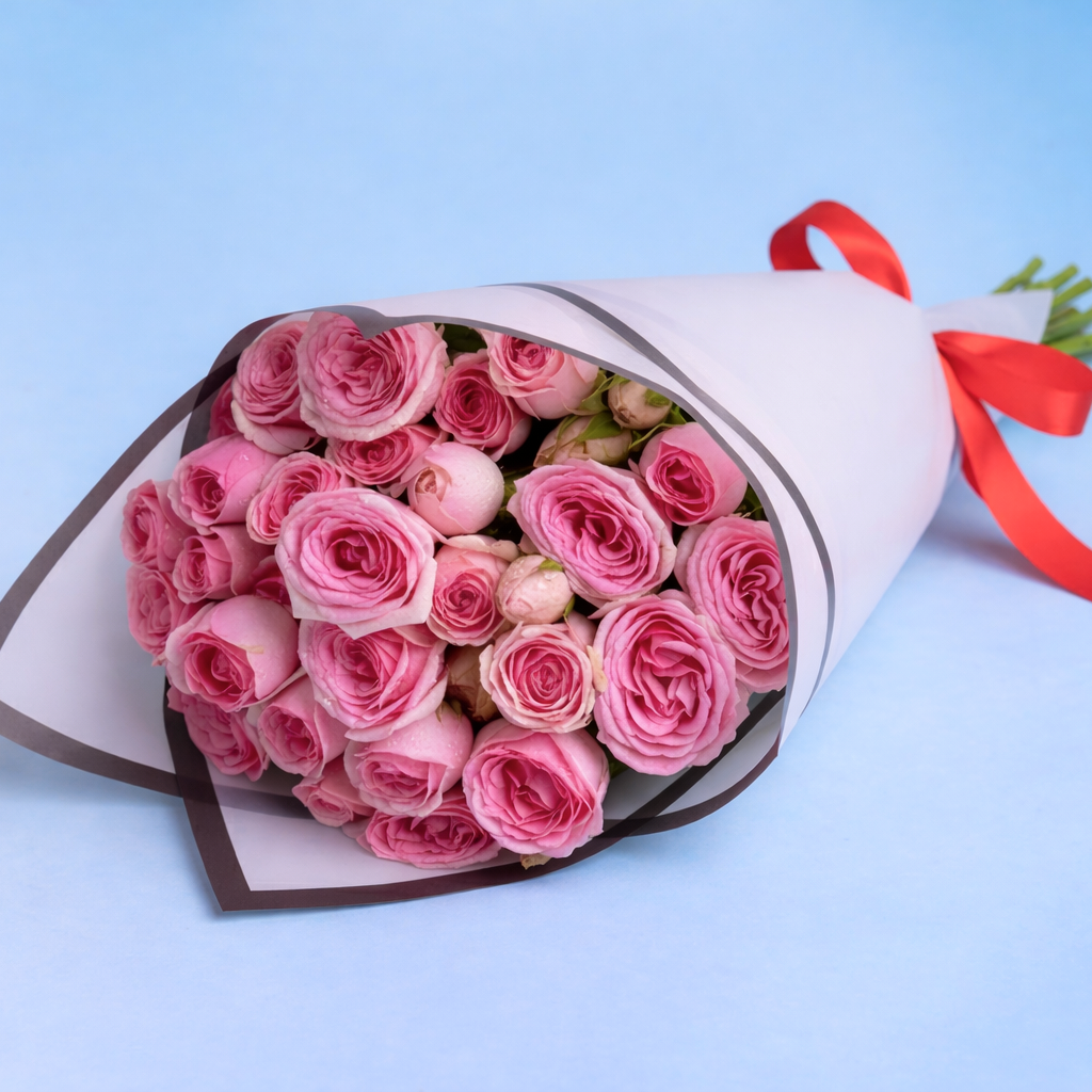 Small bunch of pink roses
