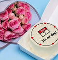 It's our cake with pink roses