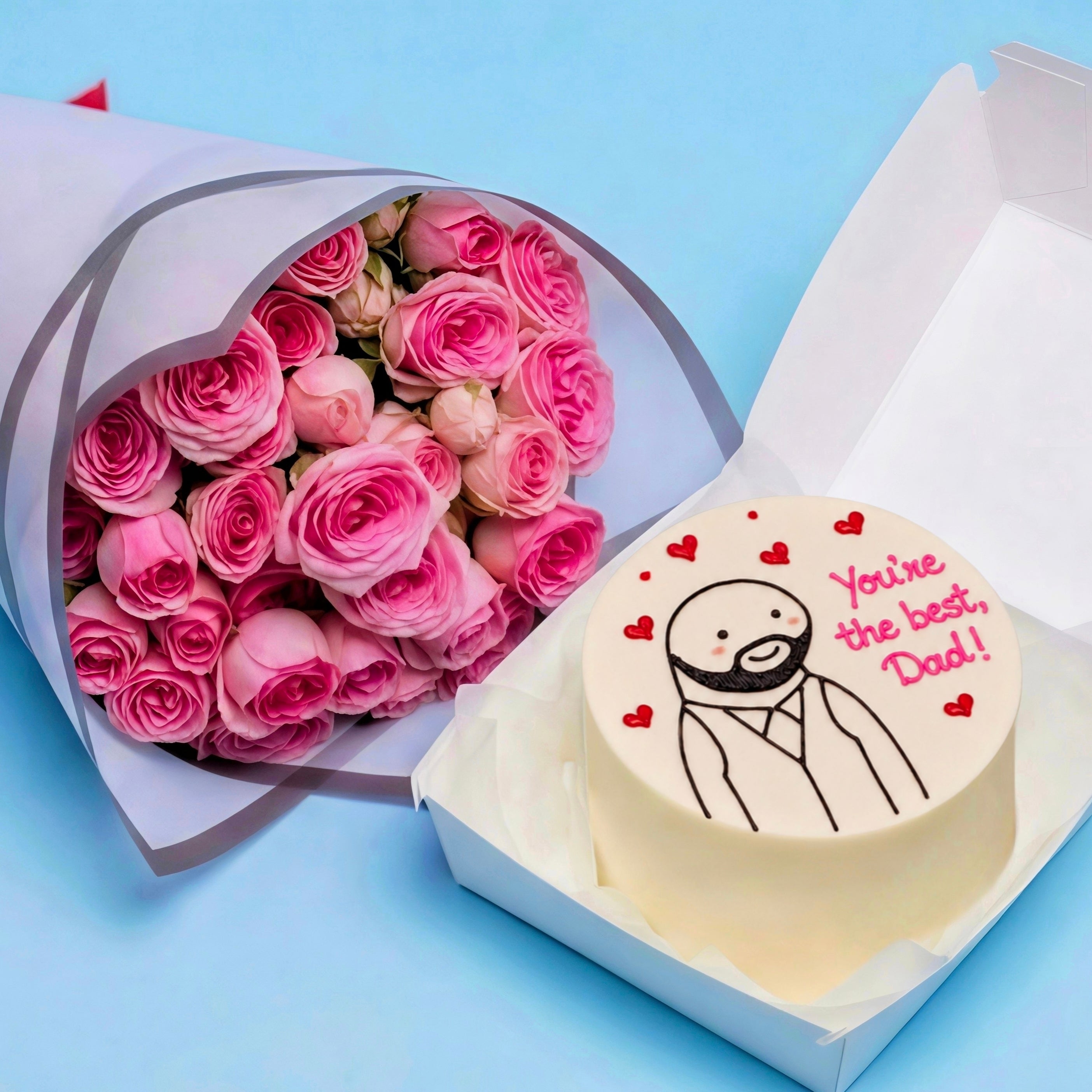 Father's day cake 2 with pink roses