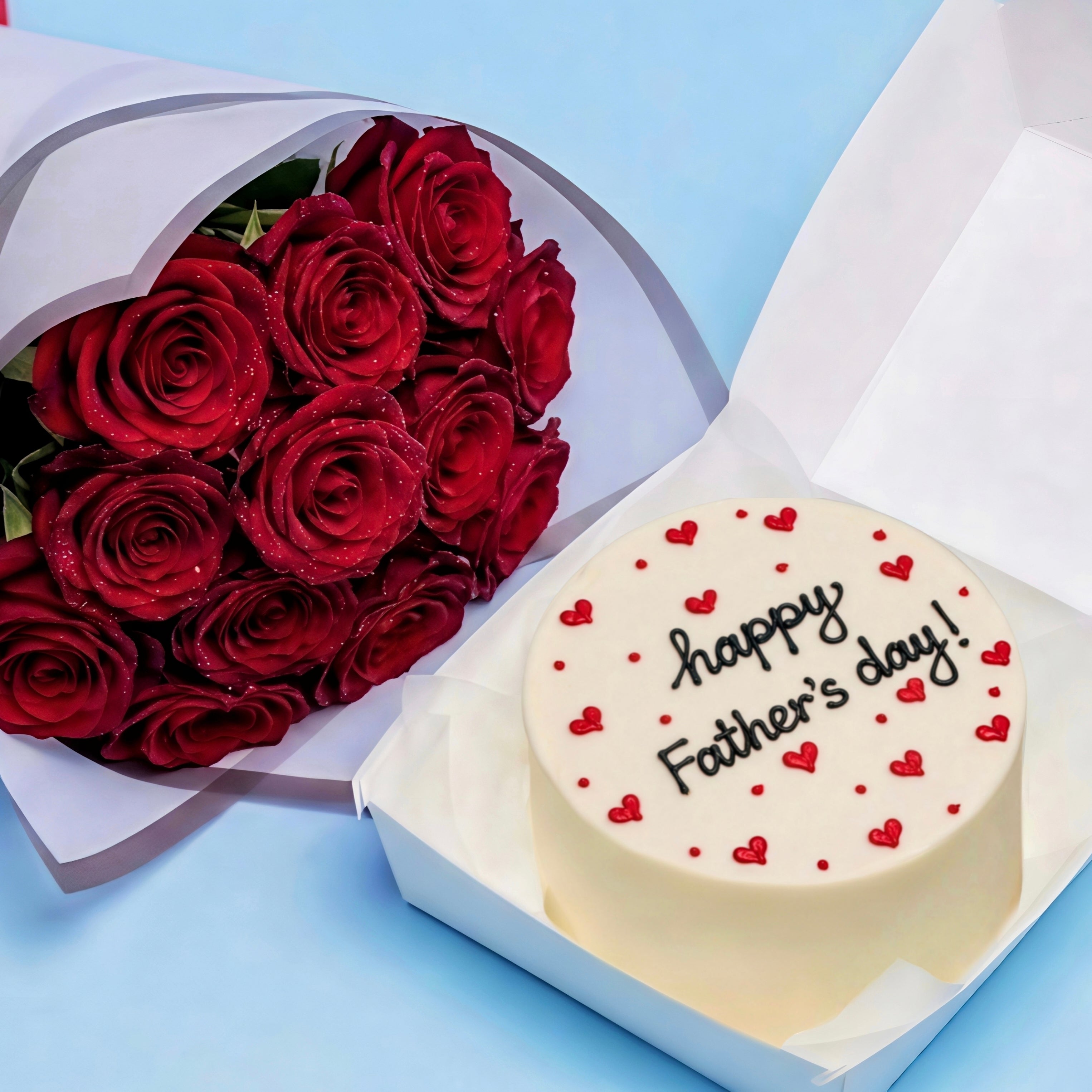 Father's day cake 1 with red roses